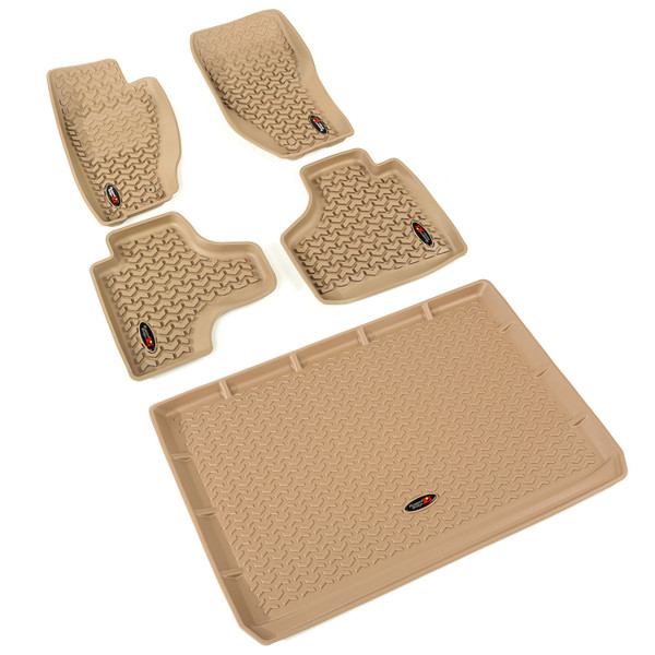 Rugged Ridge Floor Liners, Tan, Front/Rear/Cargo; 08-13 Jeep Liberty 13988.28