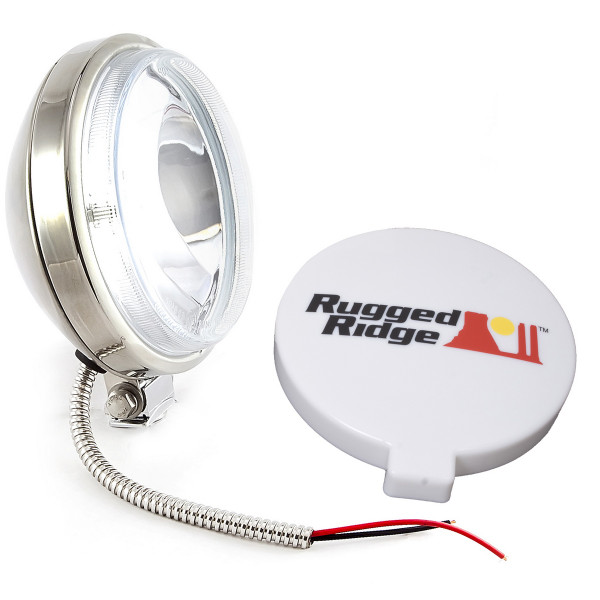 Rugged Ridge 6 Inch Slim Halogen Fog Light Kit, Stainless Steel Housing 15208.10