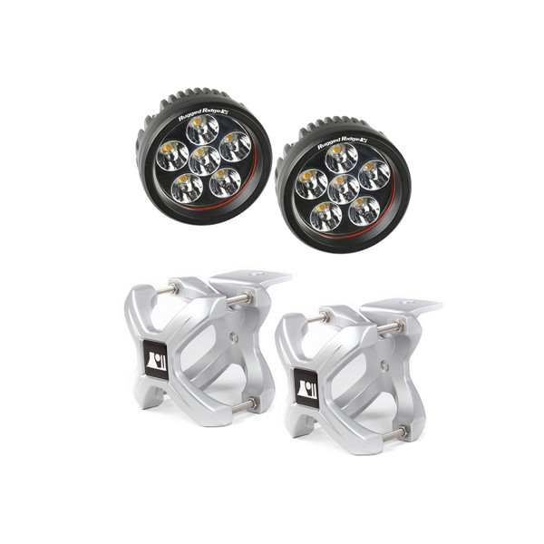Rugged Ridge X-Clamp and Round LED Light Kit, Large, Silver, 2 Pieces 15210.14