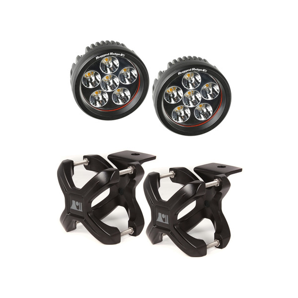 Rugged Ridge X-Clamp and Round LED Light Kit, Small, Black, 2 Pieces 15210.25