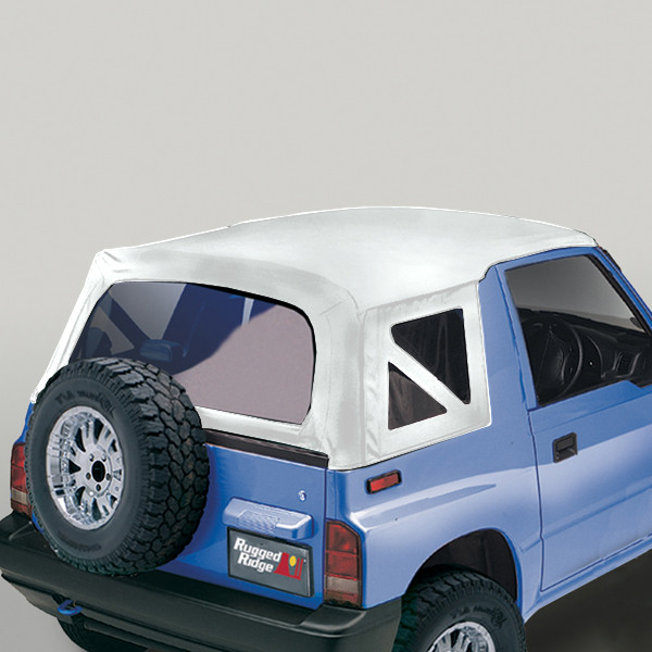 Rugged Ridge Soft Top, White Denim, Clear Windows; 95-98 Suzuki Sidekicks 53703.52