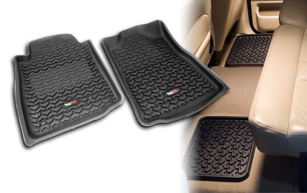 Rugged Ridge Floor Liners, Kit, Black; 07-11 Toyota Sequoia/Tundra CrewMax/Double 82987.61