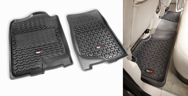 Rugged Ridge Floor Liners, Kit, Black; 07-14 Chevrolet/GMC Fullsize Pickup/SUV 82989.01