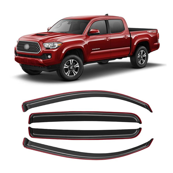 0520 TACOMA DOUBLE CAB INCHANNEL WIND DEFLECTOR 4PC MATTE BLACK 0520 TACOMA DOUBLE CAB INCHANNEL WIND DEFLECTOR 4PC MATTE BLACK