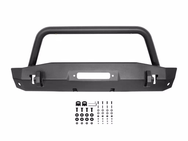 0718 WRANGLER(EXCL 2018 JL)TEXTURED BLACK WJ2 STUBBY FRONT BUMPER W/BULL BAR 0718 WRANGLER(EXCL 2018 JL)TEXTURED BLACK WJ2 STUBBY FRONT BUMPER W/BULL BAR