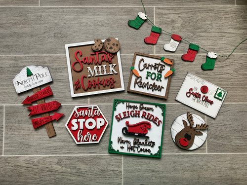 Santa milk and cookies Tier Tray decoration set