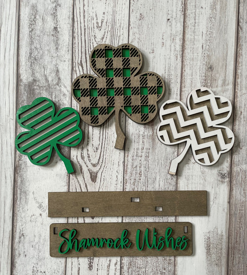 Crate Shelf Sitter with  Shamrock wishes Insert