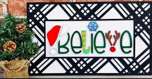 Plaid Seasonal DIY sign - believe word full sign kit only 