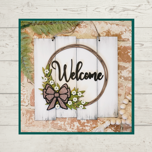 shiplap welcome wreath sign DIY kit