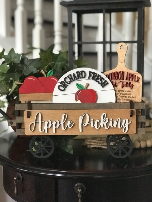 Wagon Shelf Sitter with  Apples/Apple Picking  theme  Insert