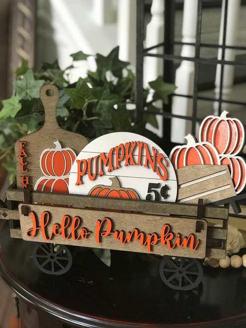 Wagon Shelf Sitter with Pumpkin/Pumpkin Picking  theme  Insert
