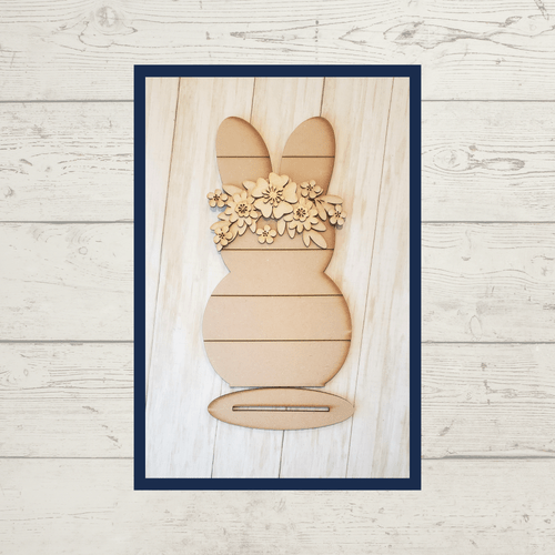 Shelf sitter Bunny Freestanding Sign -with flowers