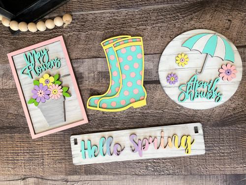 Crate Shelf Sitter with April Showers Insert