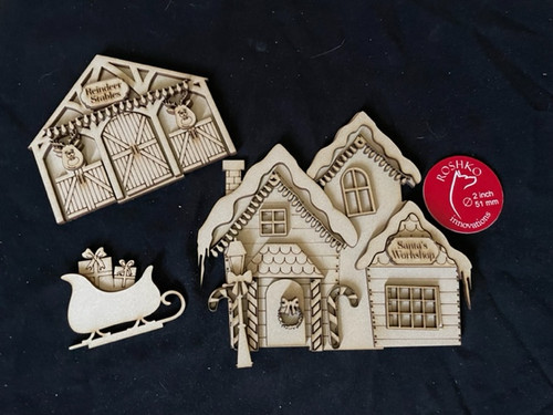 Shelf Sitter Set of 3 Houses  - Christmas