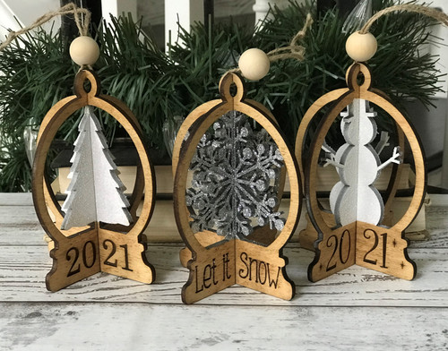 hanging 3D Christmas Ornaments, Snow Globes - Snowflake  