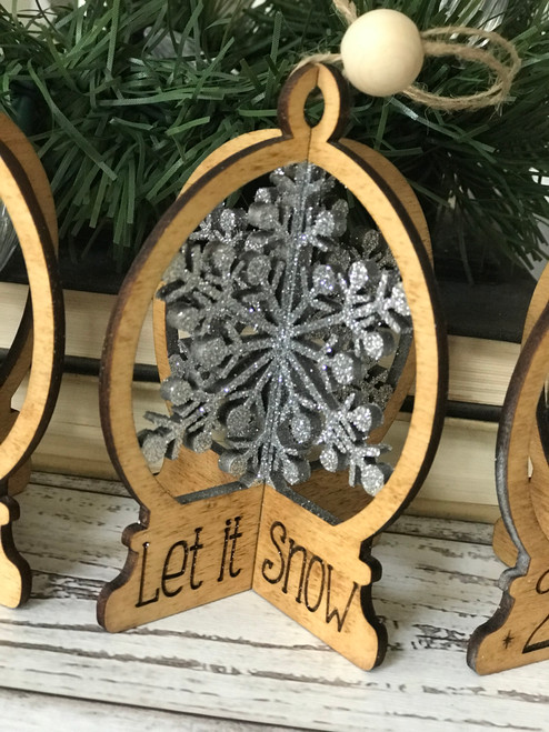 hanging 3D Christmas Ornaments, Snow Globes - Snowflake  
