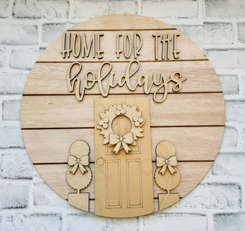 Home For the Holidays  door and wreath DIY sign kit