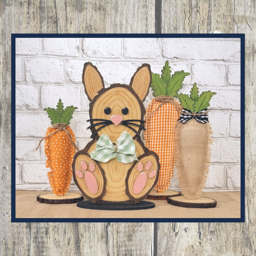 Wood Slice Bunny shelf sitter sign DIY  kit