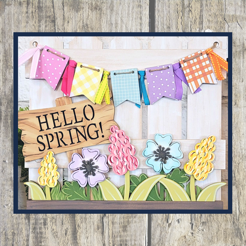 Hello Spring Flowers picket fence inserts ONLY 