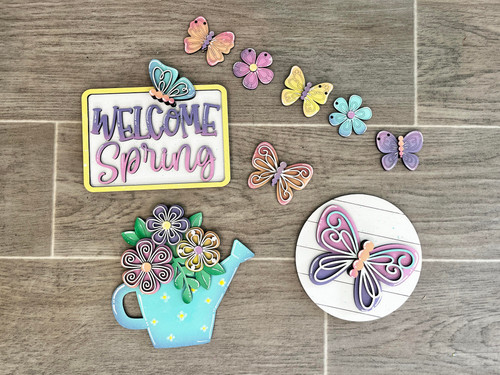 Welcome spring butterfly Tier Tray decoration set