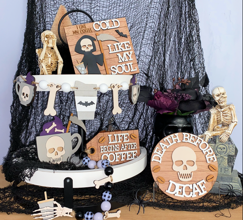 Death before Decaf  Tier Tray decoration set