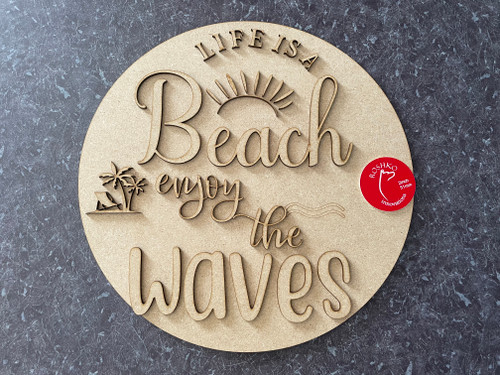 Beach waves 12” Round Sign