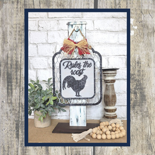 rules the roost sign DIY kit - shiplap backboard rooster 