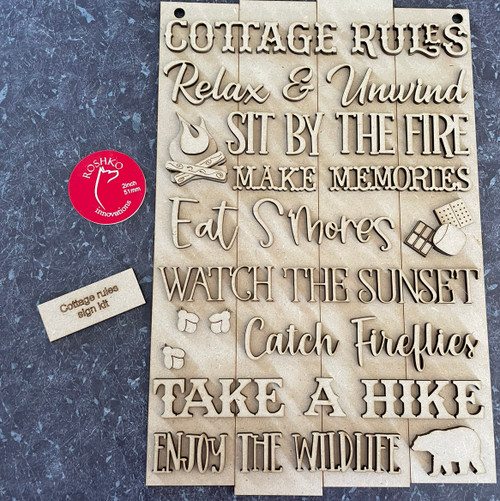 Cottage Rules Door Hanger  DIY sign kit 