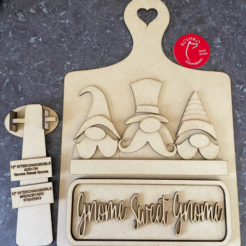 12" Interchangeable set Bread Board  - Gnome Sweet Gnome (full kit)