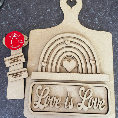 12" Interchangeable set Bread Board  - Love is Love (full kit)