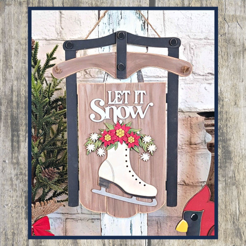 Let it Snow Sled Door Hanger  DIY sign kit 