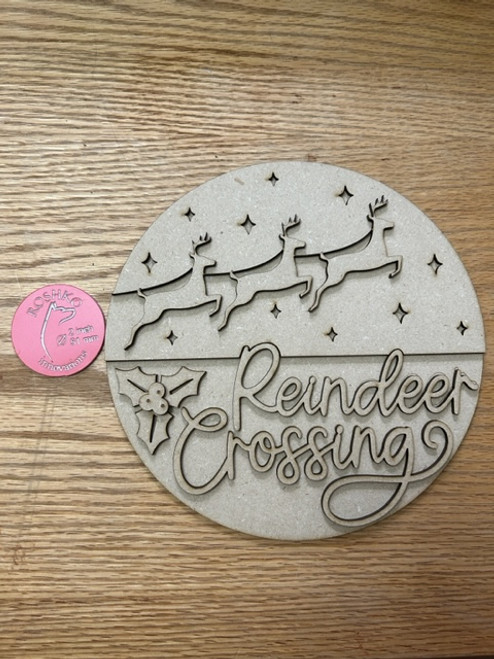Reindeer Crossing 12” Round Sign