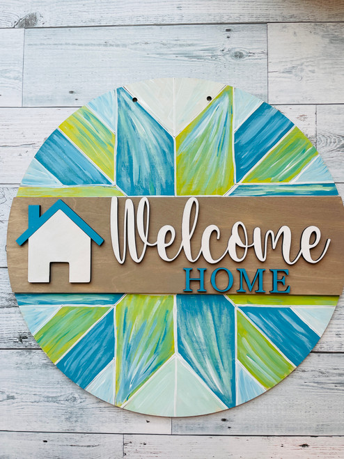 Geometric Welcome 12” Round Sign