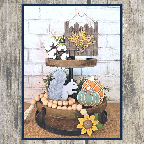 Fall Floral Tier Tray decoration set