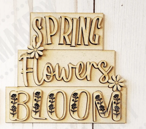 Spring Flower  Wood Stacker with back board 