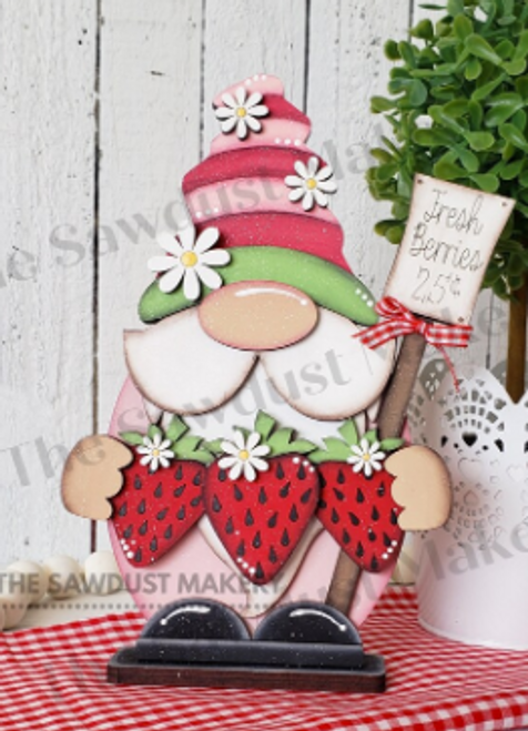 Strawberry Gnome freestanding shelf sitter