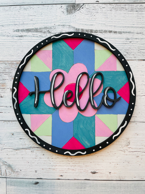12"  Round Quilted Hello