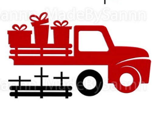 Christmas Door Corner Decor - truck