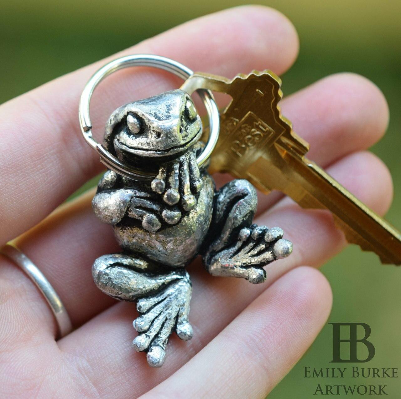 Emily Burke Artwork Tree Frog Keychain Pewter By Emily Burke