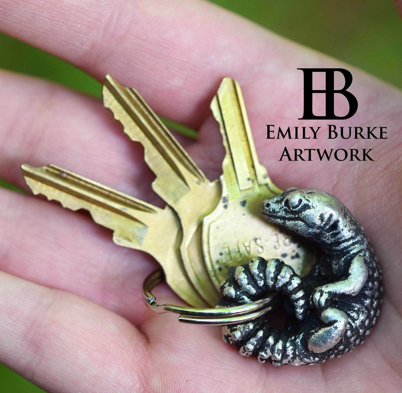 Emily Burke Artwork Leopard Gecko Keychain Pewter By Emily Burke