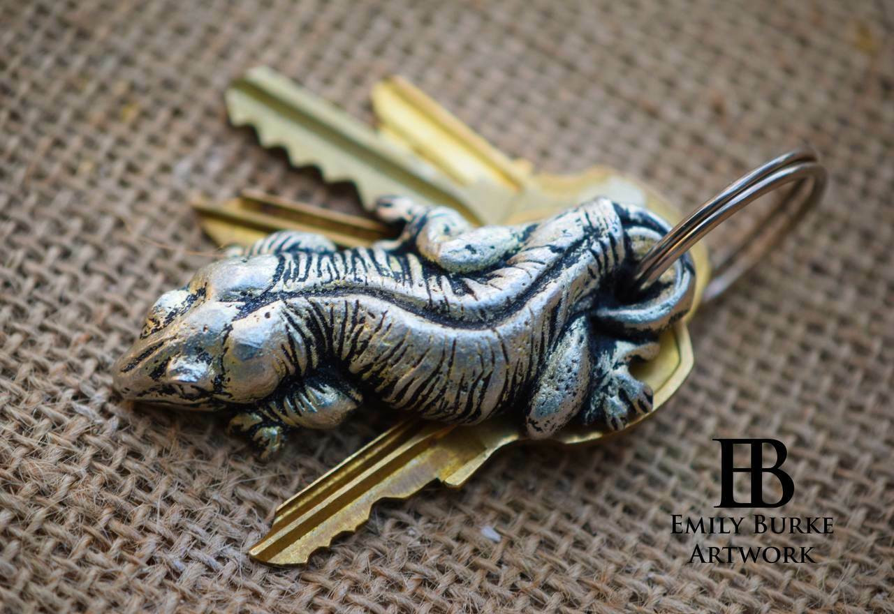 Leachianus Gecko Keychain (Pewter) By Emily Burke ReptilesRuS