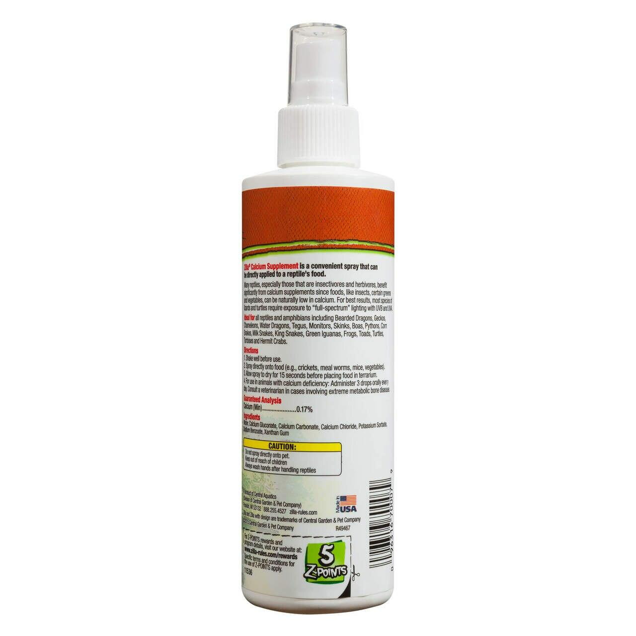 Zilla Calcium Supplement Spray 8oz ReptilesRuS
