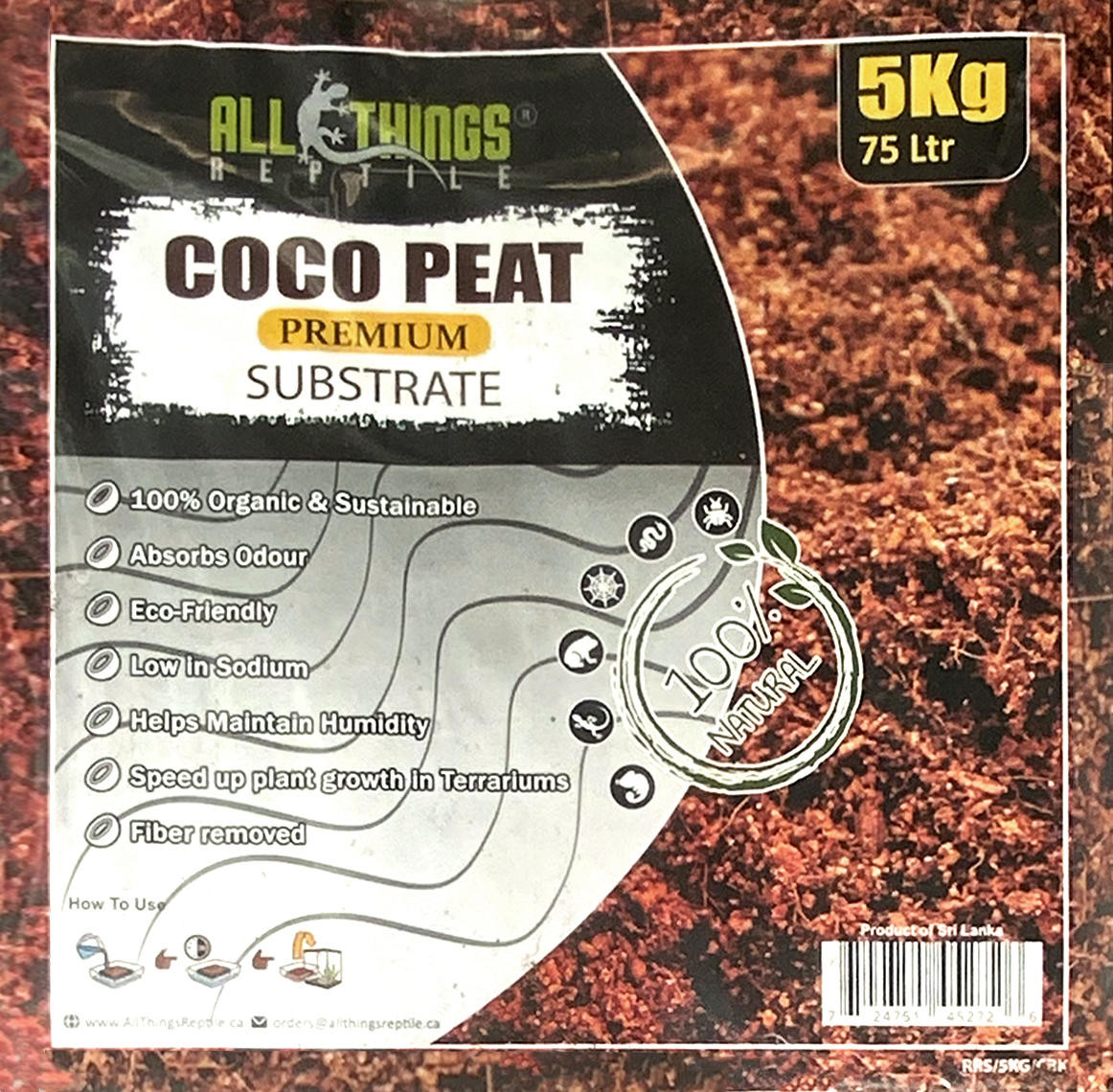 ATR Coco Fibre / Peat Compressed in Bag 5kg (Eco Earth) ReptilesRuS