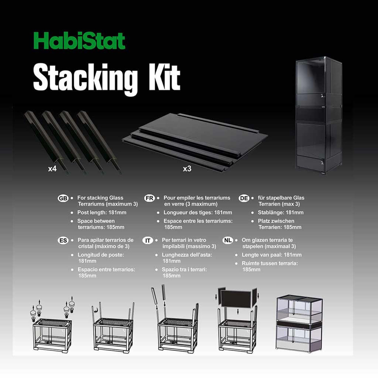 HabiStat Habistat Stacking Kit for Glass Terrarium 60x45cm 