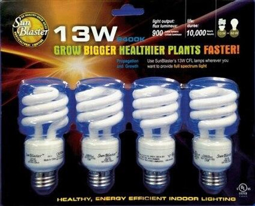 SunBlaster SunBlaster CFL 6400 Bulbs 13W/900L/6400K 4 Pack