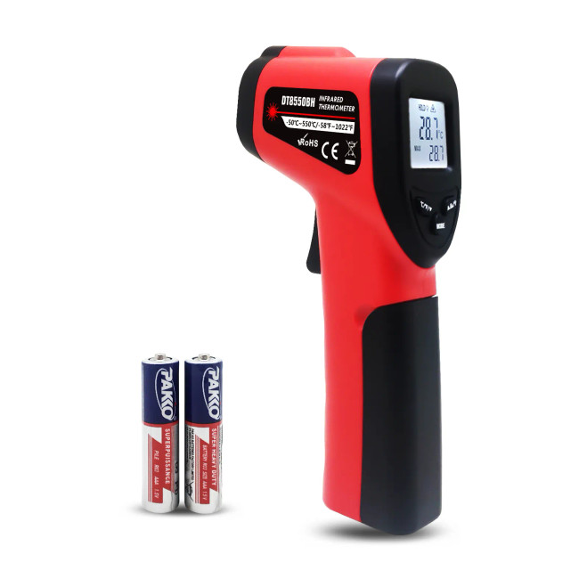 ATR Infrared (IR)Digital Temperature Gun Thermometer (Non-Contact LCD IR Laser) Batteries Included (Red Casing)