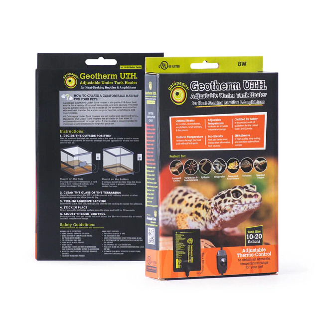 Galapagos Geotherm Adjustable Under Tank Heater - 8 watts (10-20 Gallon - 6" x 8") ULC-Approved