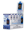 Close-up of RAZ LTX Blue Razz Ice showing 25,000 puffs and sleek design