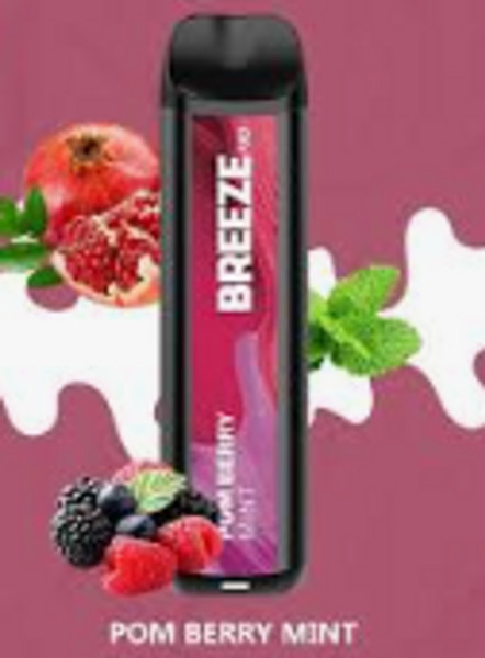 Close-up of Breeze Pro 2K Pomegranate Berry Mint puff vape featured by NOVA PUFFS