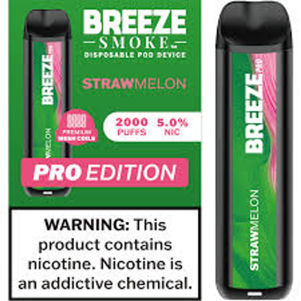NOVA PUFFS Breeze Pro 2K Strawmelon disposable vape with 5% nicotine